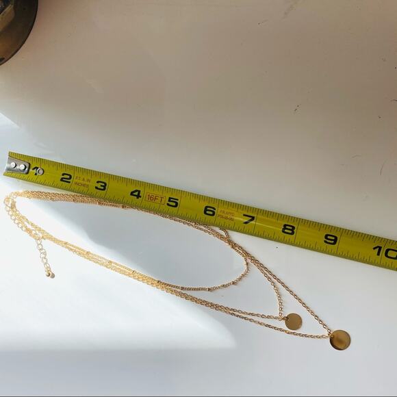 NEW NORDSTROM REVOLVE Gold Disc Multi Strand Layering Choker Necklace Jewelry - Picture 5 of 7